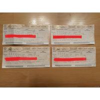 Беларусь 4 железнодорожных билета серии ЕЩ