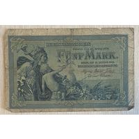 Банкнота 5 марок 1904 год. Германская империя. С рубля без МЦ.