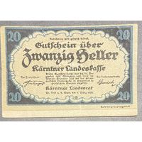 Нотгельд Австрия Каринтия 20 геллеров 1920 год