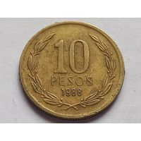 Чили 10 песо 1988 г.