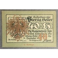 Нотгельды Австрия Тироль 40 геллеров 1920 год.