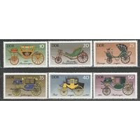 ГДР. Исторические кареты. 1976г. Mi#2147-52. Серия.