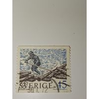 Марка Швеция 1970 год  Сплавщик леса
