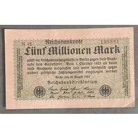 Банкнота 5 миллионов марок 1923 год. Веймарская республика.
