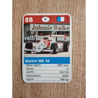 Вкладыш, фантик от жвачки. Жевательная резинка Maskotka гоночные автомобили. Карточка 70 (?)-90х годов Турция