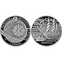 Америго Веспуччи (Amerigo Vespucci). Парусные корабли, 20 рублей 2010, серебро