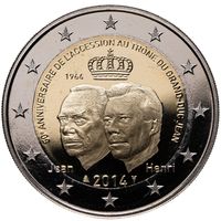 2 евро 2014 Люксембург Жан UNC из ролла