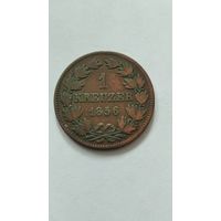 1 крейцер 1856г. Баден