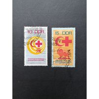 ГДР 1969 Полная серия марок "50 лет Лиге Красного креста" (спецгашение с клеем без наклеек) Mi.1466-1467 каталог 1.00 евро