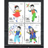 Детские игры КНДР 1989 год серия из 4-х марок в сцепке
