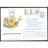 Россия 1994 конверт флора фауна грибы птица бабочка /прошедший почту/