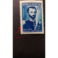 АРГЕНТИНА\182с\ 1941, генерал Лаваль. разновидность синяя полоса и точка