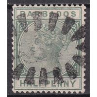 80.BrKCI. Великобритания. Колонии. Барбадос. Стандарт. Виктория. 1882 г. 1/2P. Mi.#32.