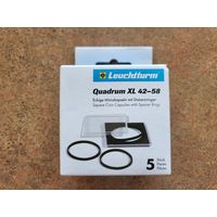 Капсулы для монет Leuchtturm Quadrum XL 42-58 мм * 5 штук! Целая коробка! Внешние размеры 67.25 x 67.25 x 7.8 mm! Германия, Лёйхтурм, Leuchtturm! ВОЗМОЖЕН ОБМЕН!