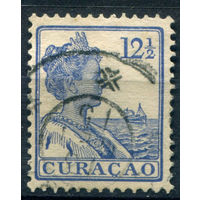 Нидерландские колонии - Кюрасао - 1915г. - королева Вильгельмина, перфорация 12 1/2, 12 1/2 с - 1 марка - гашёная [Mi 57]. #3-WB-93-A-1
