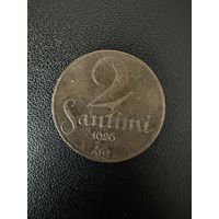 2 сантима 1926 года . Хорошее состояние. С 1 рубля