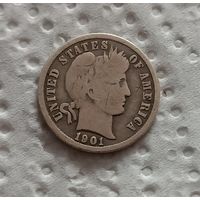 США 10 центов 1901