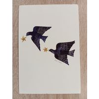 О-12. ПОДПИСАННАЯ ОТКРЫТКА. ЯПОНИЯ. ДВЕ ЗВЁЗДНЫЕ ПТИЦЫ.