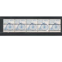 США-1982 (Мих.1529) ,  ** ,  Велосипеды(одиночка), полоска 5 м
