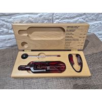 Набор для Сомелье Sommelier Screwpull в родном футляре из дерева ( Штопор, Спиртометр)