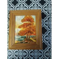 Картина с янтарем. 11см.на 9 см.