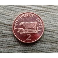 Werty71 Гернси 2 пенса 1999 Генсийская Корова