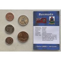 Бермудские острова (Бермуды) 1, 5, 10, 25 центов, 1 доллар 2000 - 2005 гг. Набор в запайке