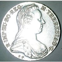 РАСПРОДАЖА!!! - АВСТРИЯ 1 талер 1780 год "МАРИЯ ТЕРЕЗИЯ" серебро - aUNC! - ШТЕМПЕЛЬНЫЙ БЛЕСК!