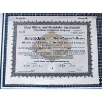 Акция, Otavi Mines and Railway Company, 5 акций, 1921