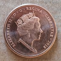 Гибралтар 2 пенса, 2018 г., Дом Гибралтара в Лондоне, Отметка "AA" на реверсе, UC# 131