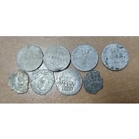 8 разных серебряных монет