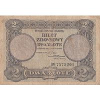 Банкнота. Польша 2 злотых 1925 года. Варшава. Жница. Нечастая