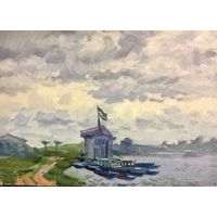 Чепик М.Ф. Пейзаж,1953 г. К/М, 17х24 см.