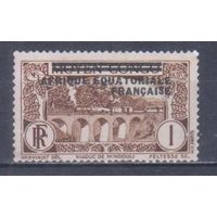 [129] Французские колонии. Французская Экваториальная Африка 1936. Надпечатка.1с. БЕЗ КЛЕЯ.