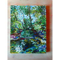 А. Серпин. Бирюзовый блеск. Река Ислочь. х.м. 30х40. 2026г.