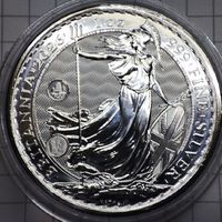 2 фунта стерлингов Великобритании 2026 года года.Британия.Серебро унция 999 пр.Инвестиционная.Тираж 3000 экз. .