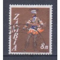 [428] Замбия 1968. Культура Африки.Костюмы.Танцы. Гашеная марка.