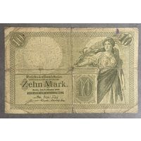 Банкнота 10 марок 1906 год. Германская империя. С рубля без МЦ.