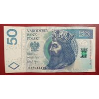 Польша. 50 злотых 2017 года, красивый номер: BT 79 444 79. Торг