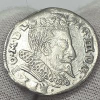 Трояк, 3 гроша 1596 г., Вильно, Сигизмунд III. Довольно редкая и красивая монета!