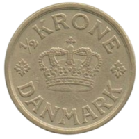 Королевство Дания. 1/2 кроны 1924. Король Христиан X. Нечастая.