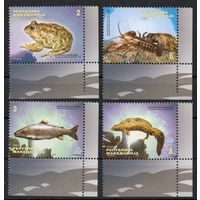 Македония 2009 Фауна. Рыба Лягушка Тритон Рак 4 марки с угловым полем (517-I)
