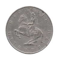 Республика Австрия (ІІ Республика). 5 шиллингов 1974. Липиццанская лошадь. Испанская школа верховой езды в Вене.