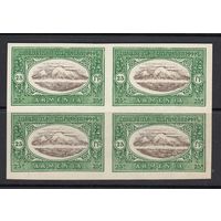 25 руб Гора Арарат 1920 Армения Гражданская война MNH 1 м без зуб Х 4 Квартблок