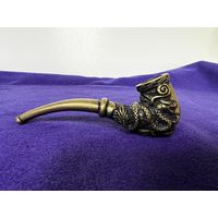Трубка курительная дракон бронза с рубля