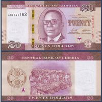 Либерия, 20 долларов 2022 г., P-W39 (АD, Президент Уильям Ваканарат Шадрах Табмен), UNC