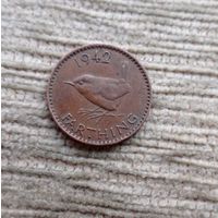 Werty71 Великобритания 1 фартинг 1942 Георг 6 Крапивник Блеск