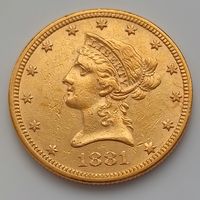 10 долларов США 1881г.