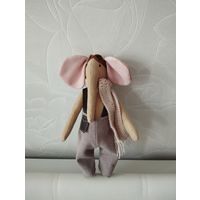 Слоник пилот ручной работы из текстиля высота 30см ручки и ножки подвижны