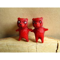 Красные медвежата. Серьги лже-плаги (мед.сплав)30